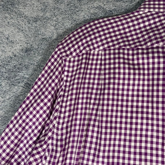 Charles Tyrwhitt Mens Slim Fit Gingham Dress Shirt Purple White 17/33 Cotton - Picture 10 of 16
